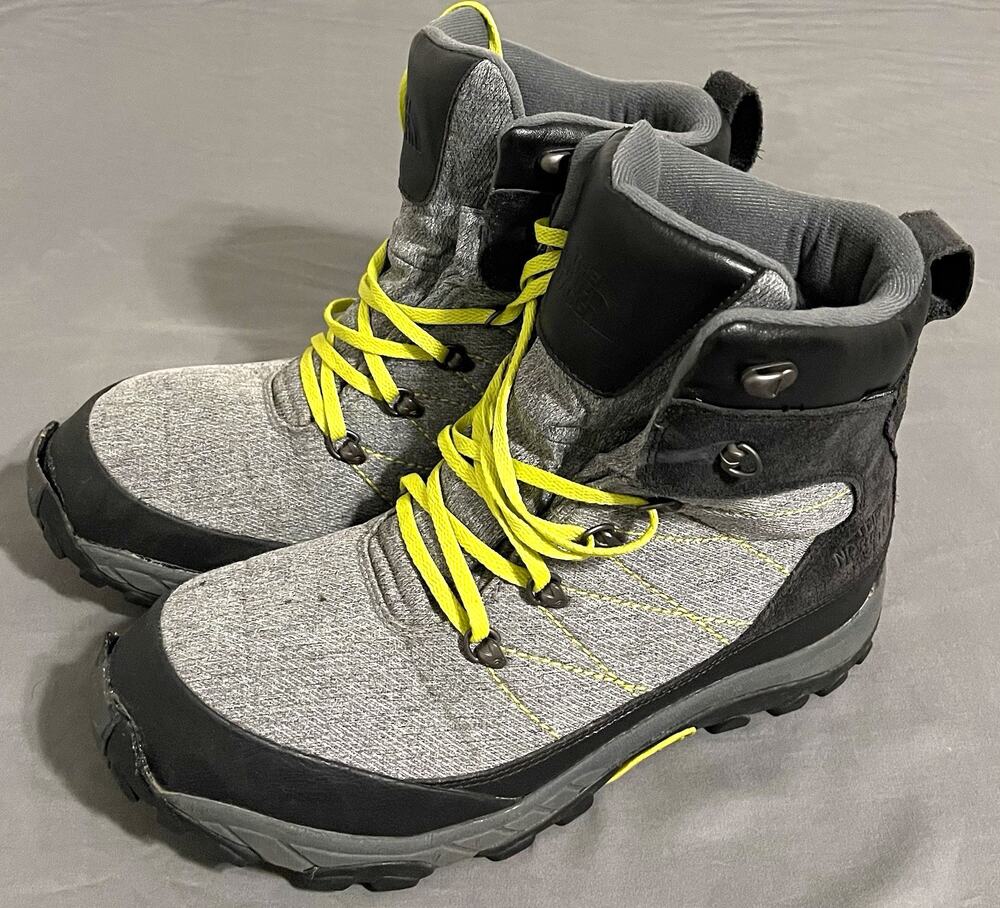 North Face Chilkat LE Boots Mens 12 Grey Yellow Waterproof Winter